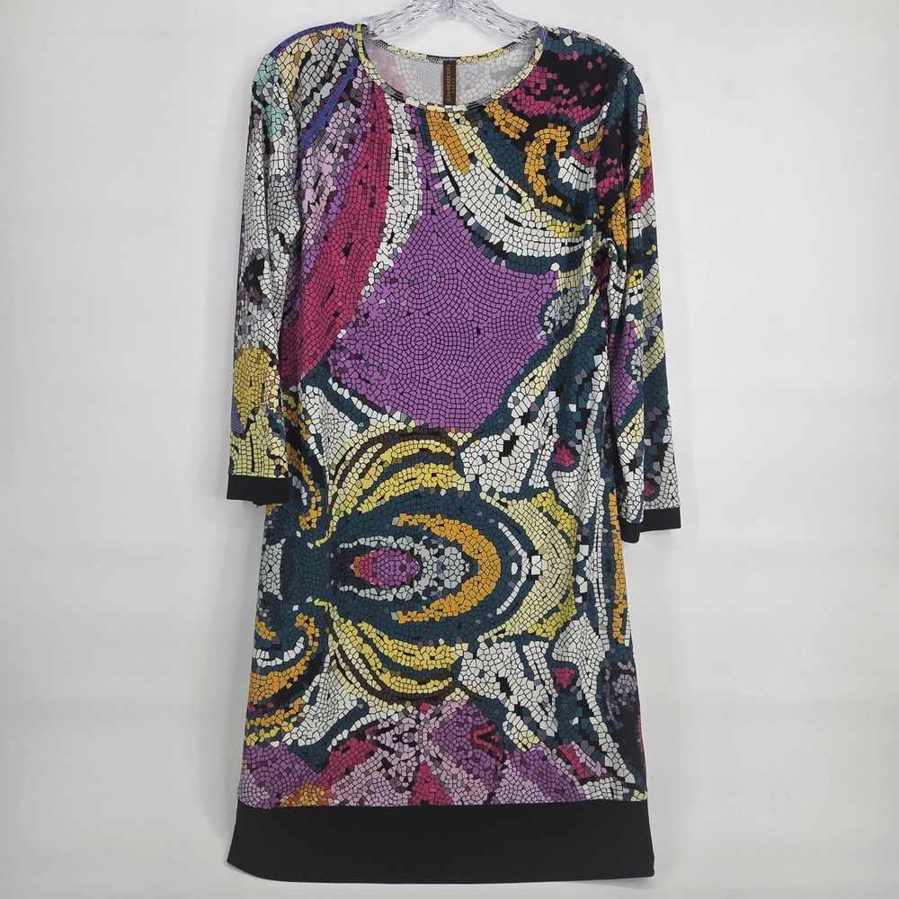 Jean-Pierre Klifa Paris Mosaic Dress Medium Multi Color Art-Inspired Eclectic